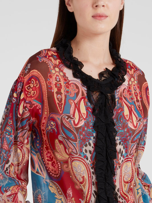 Paisley Print Drop Waist Shirt