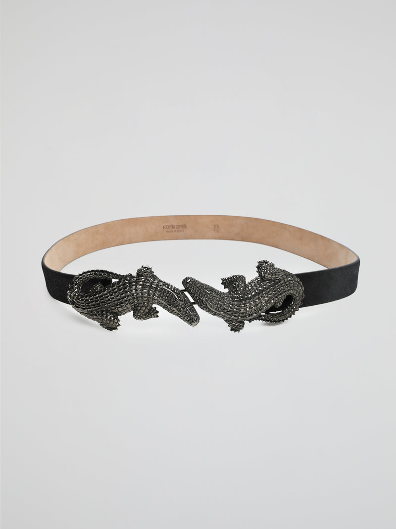 Experience the wild side with our Crocodile Detailed Leather Belt by Roberto Cavalli. Crafted with impeccable attention to detail, this luxurious accessory features a textured crocodile pattern that exudes sophistication. From office attire to evening outfits, this belt adds a touch of exotic elegance and elevates your style game to unparalleled levels.