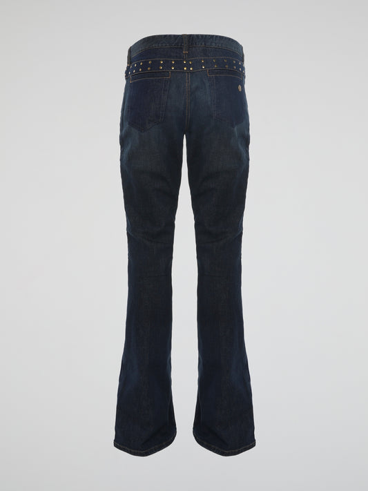 Step out in style with Roberto Cavalli's Embellished Flared Jeans, adding a glamorous touch to your denim collection. These jeans feature intricate embroidered detailing and shimmering embellishments, effortlessly blending high fashion with comfort. Stand out from the crowd and embrace your inner fashion icon with these show-stopping flared jeans.