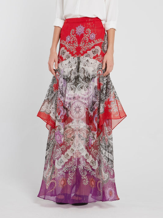 Paisley Print Flared Maxi Skirt