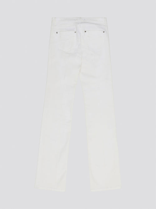 Elevate your denim game with these stunning White Wide Leg Denim Jeans from Roberto Cavalli. Crafted from premium quality denim, these jeans feature a sophisticated wide leg silhouette that exudes elegance and style. Perfect for day or night, these jeans are a versatile must-have addition to your wardrobe.