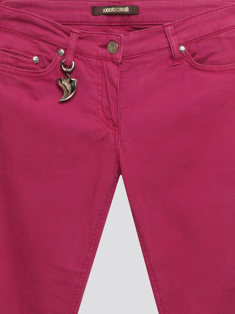 Step out in style with these Pink Skinny Denim Jeans from Roberto Cavalli, the epitome of high fashion and luxury. Crafted with precision and attention to detail, the vibrant pink color adds a fun and feminine touch to your wardrobe. Whether you dress them up or down, these jeans are sure to make a statement wherever you go.