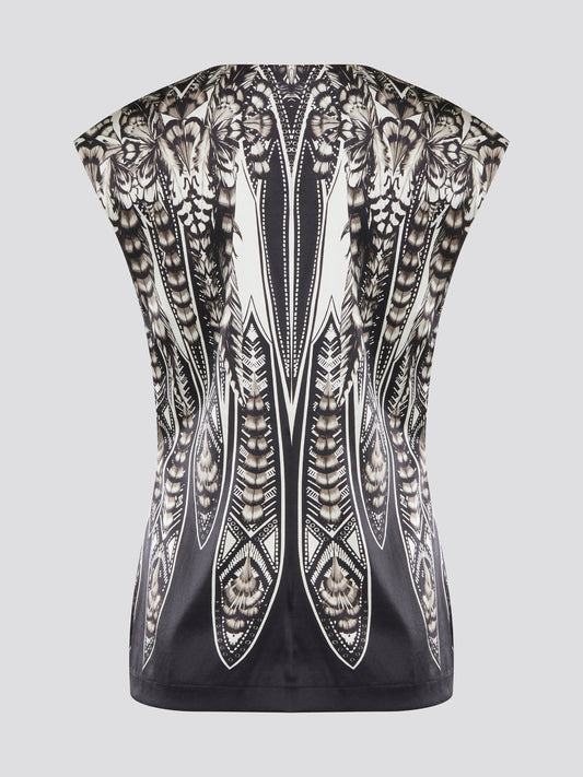 Elevate your summer wardrobe with this effortlessly chic Black Printed Sleeveless Top from Roberto Cavalli. Crafted from luxurious materials, this top features a striking print that is sure to turn heads wherever you go. Pair it with tailored pants for a sophisticated office look, or dress it down with jeans for a casual weekend ensemble.