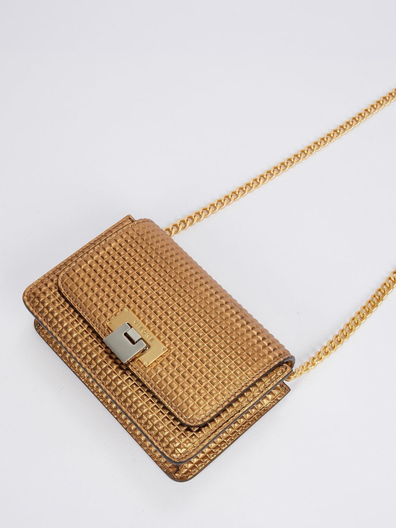 Lizzy Bronze Laminated Leather Mini Bag