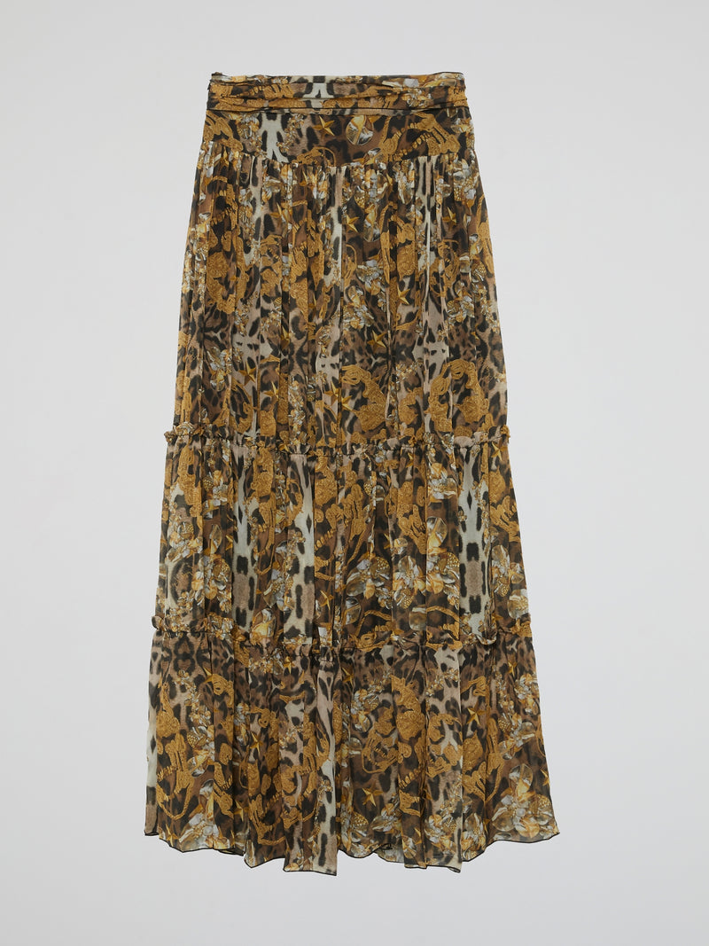 Leopard Brown Maxi Skirt