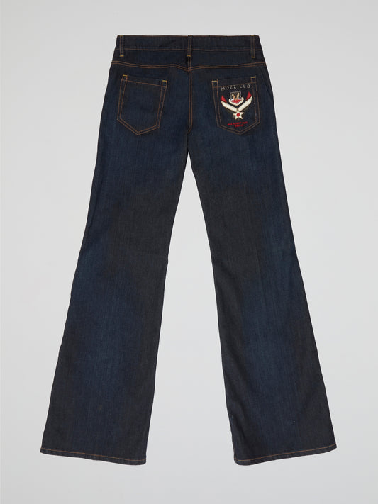 Indigo Blue High-Rise Flare Jeans