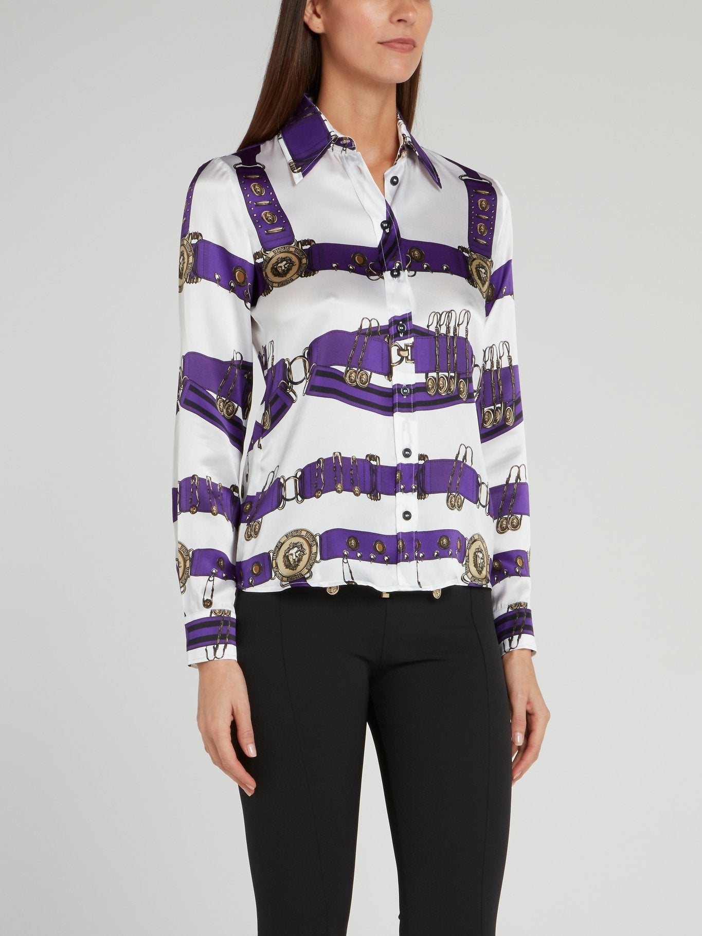 Printed Long Sleeve Silk Shirt