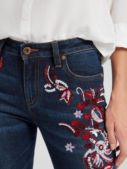 Sequin Detail Slim Fit Jeans