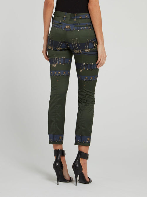 Olive Printed Capri Pants