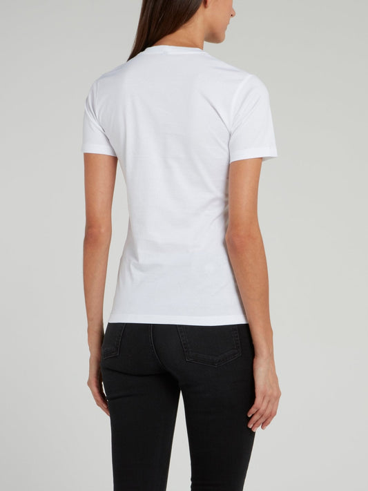 White Logo Cotton T-Shirt