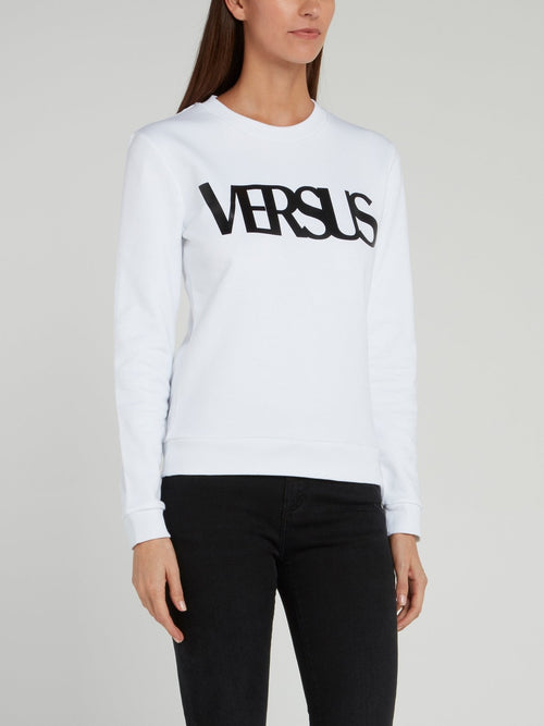 White Logo Cotton Sweatshirt