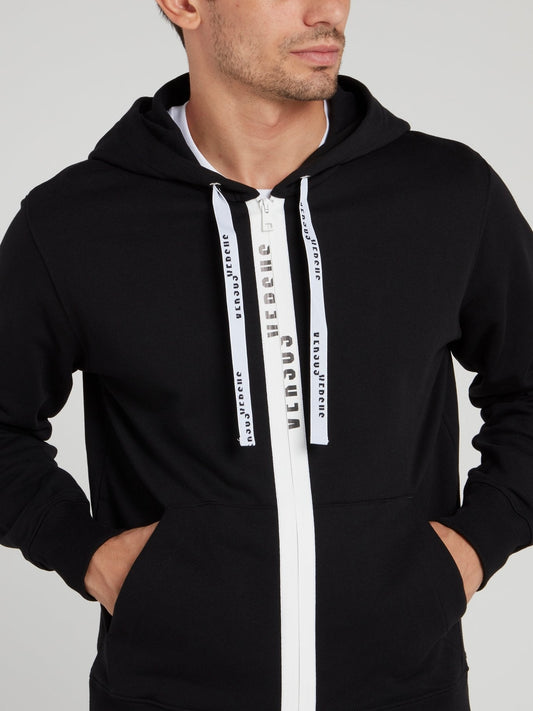 Black Hooded Cotton Sweatshirt