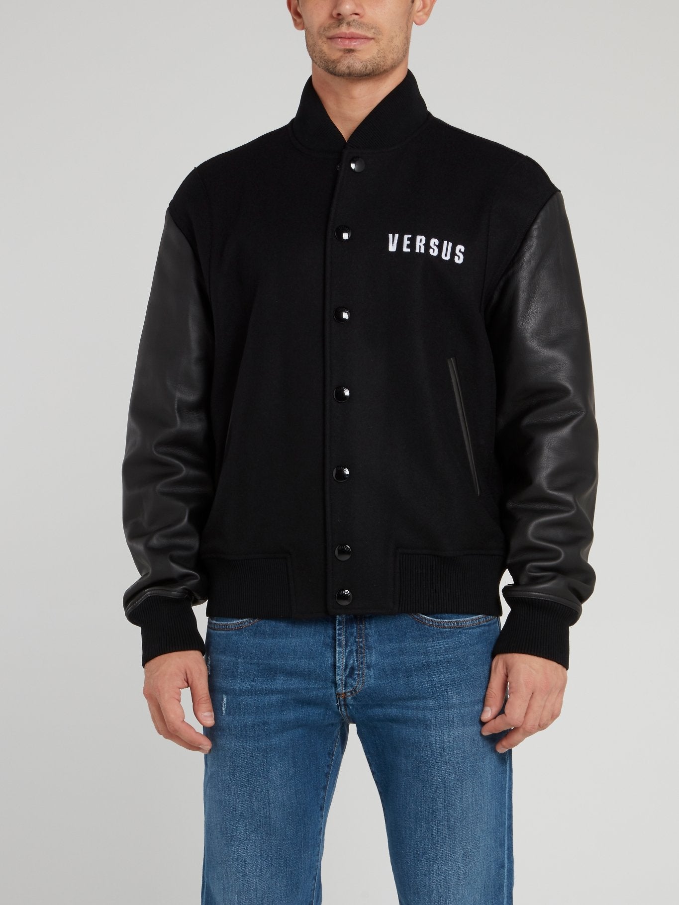 Black Leather Panel Blouson