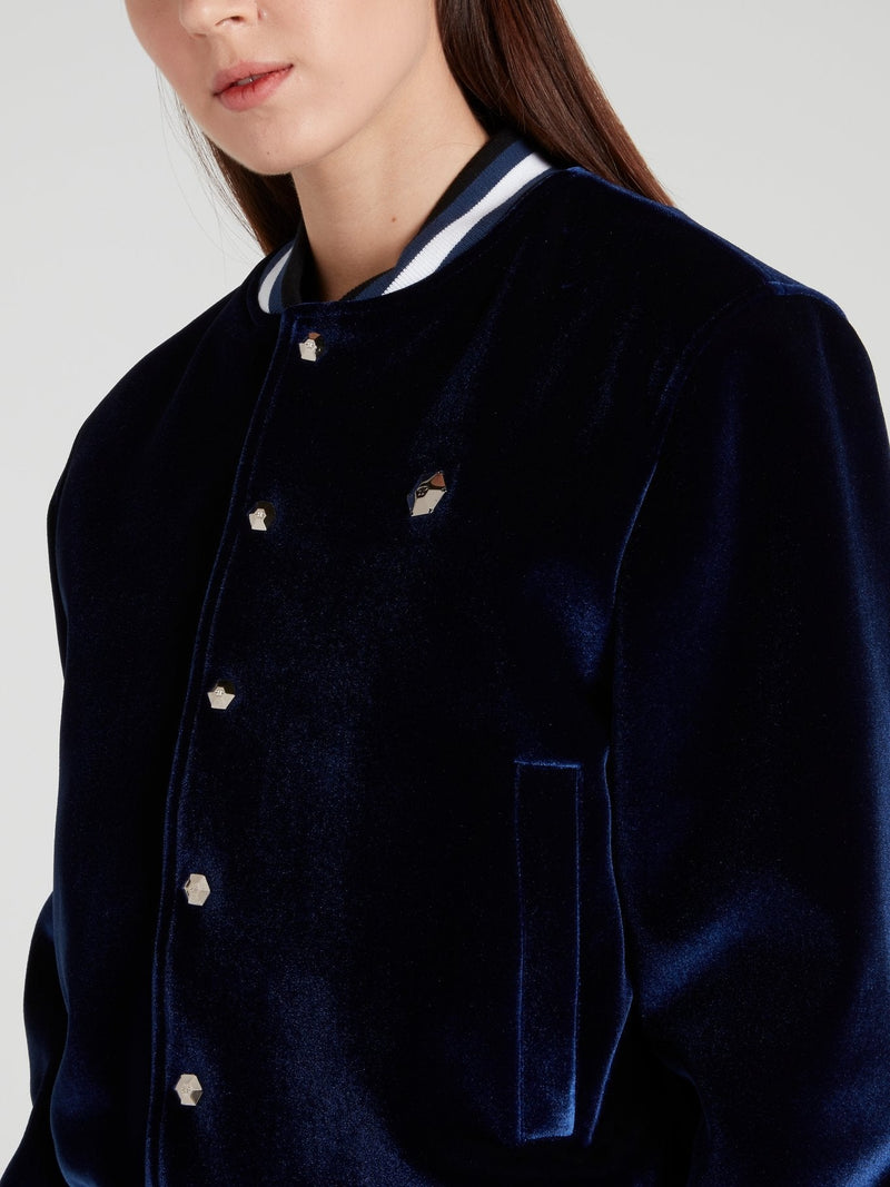 Miss Plein Diva Navy Stripe Edge Bomber Jacket