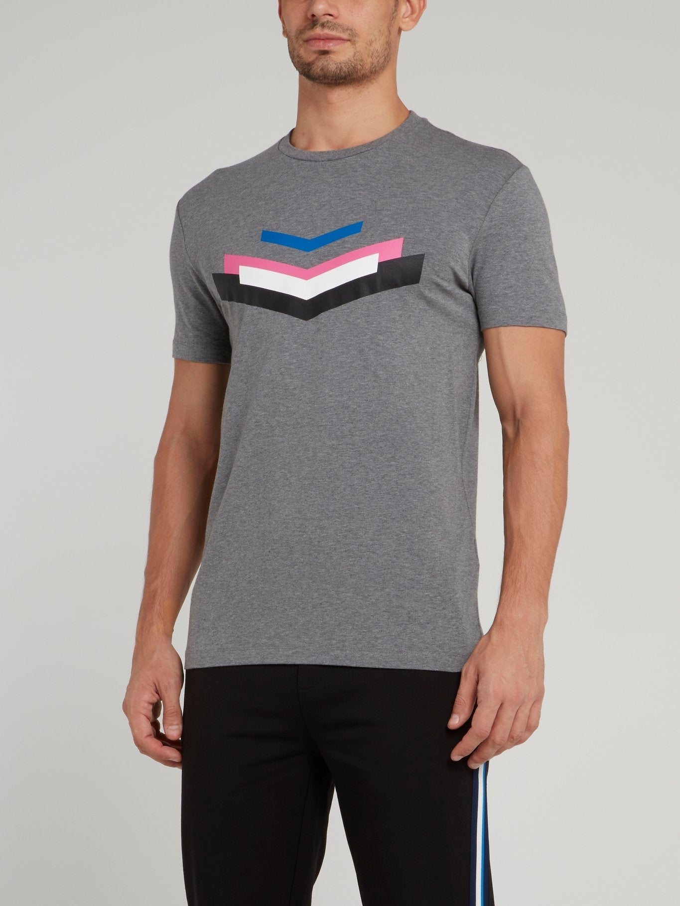 Grey Chevron Cotton T-Shirt