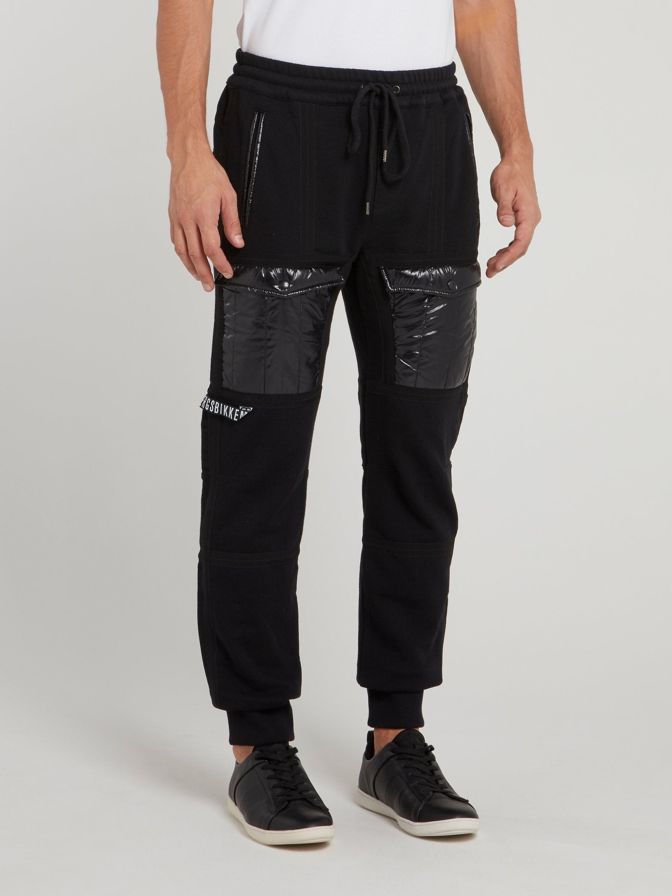 Black Quilt Pocket Track Pants