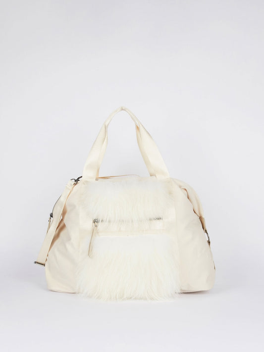 White Fur Detail Handbag