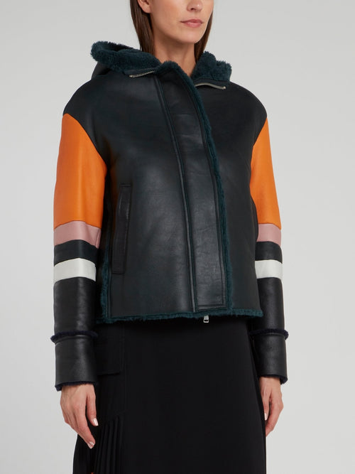 Colour Block Mouton Jacket