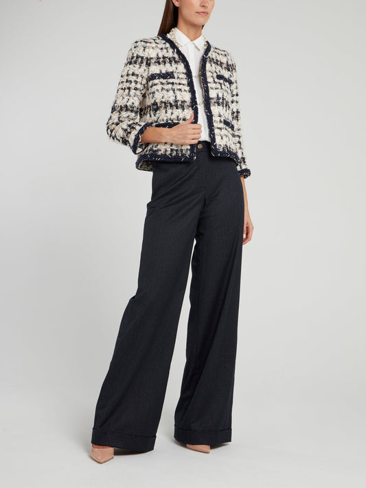 Navy Pinstripe Palazzo Pants