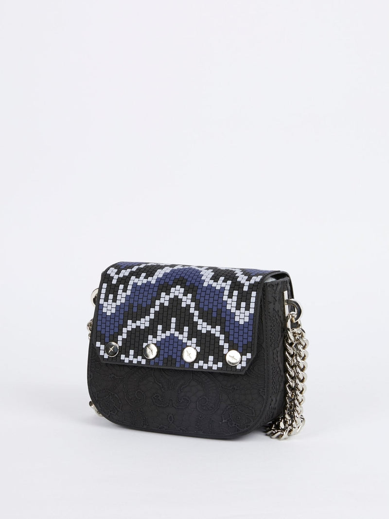 Navy Mini Dafne Navajos Quadratini Shoulder Bag