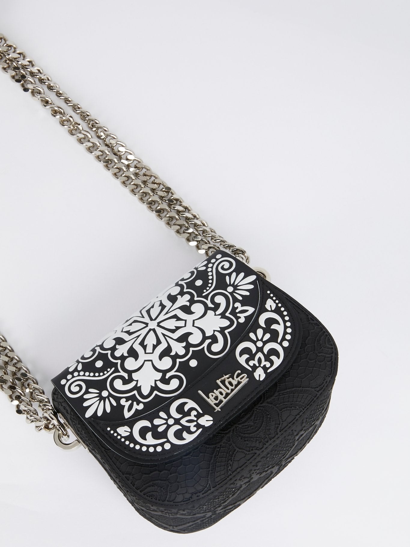 Black Mini Dafne Azulejos Shoulder Bag