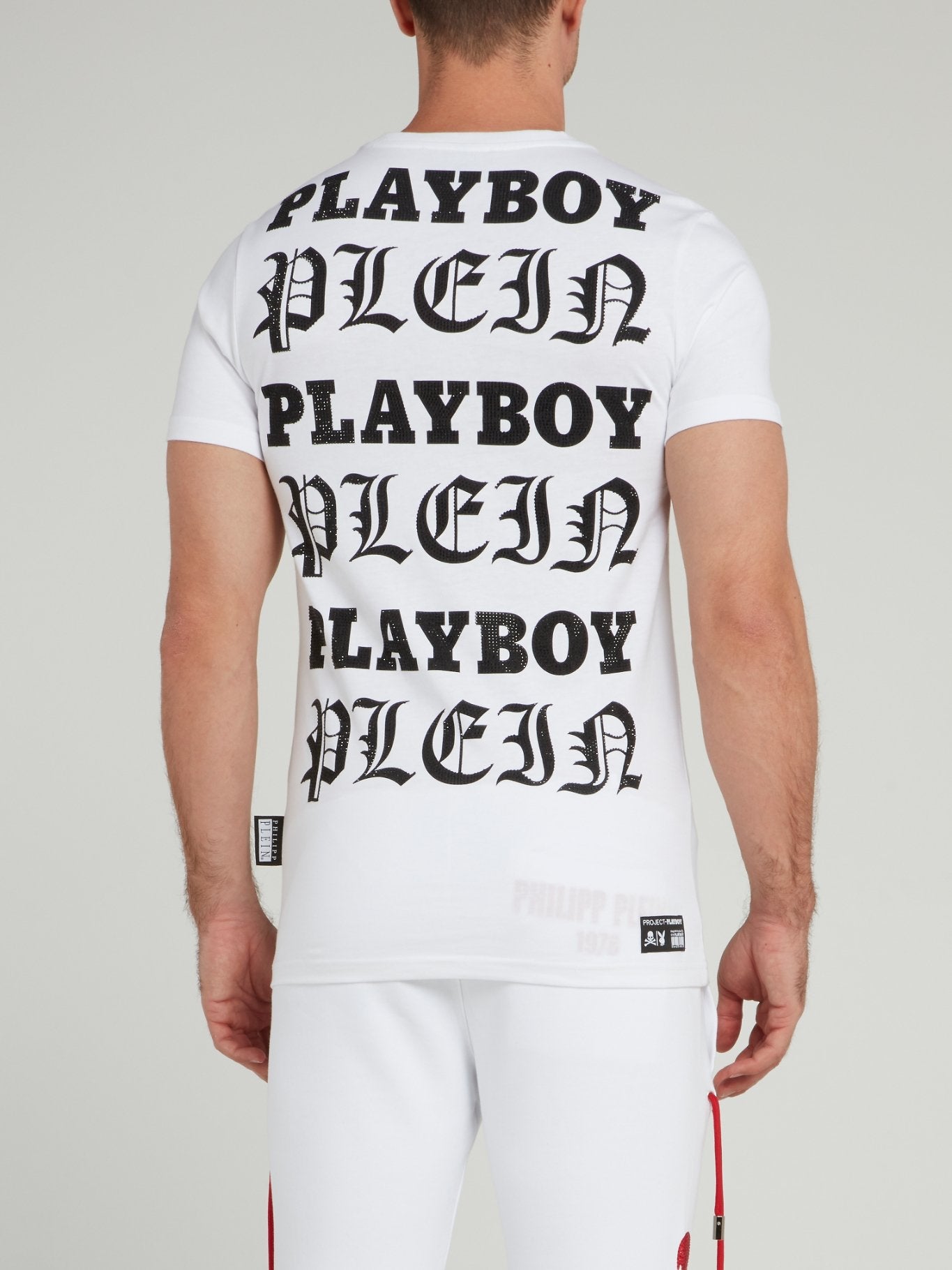 White Playboy Print Round Neck T-Shirt