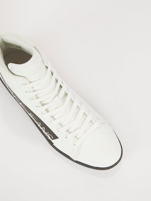 White Logo High Top Sneakers