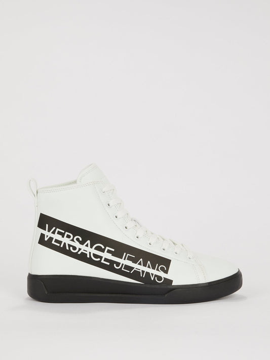 White Logo High Top Sneakers