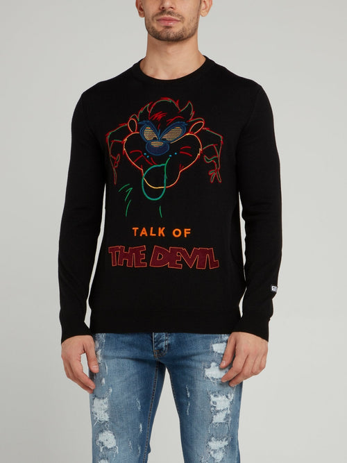 Tasmanian Devil Black Knitted Pullover