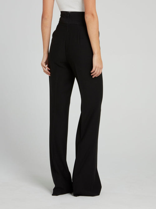 Black Rear Zip Flared Pants