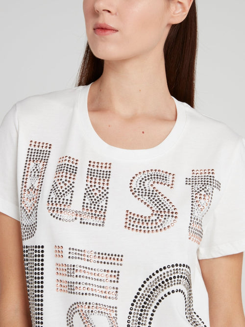 White Studded Logo T-Shirt