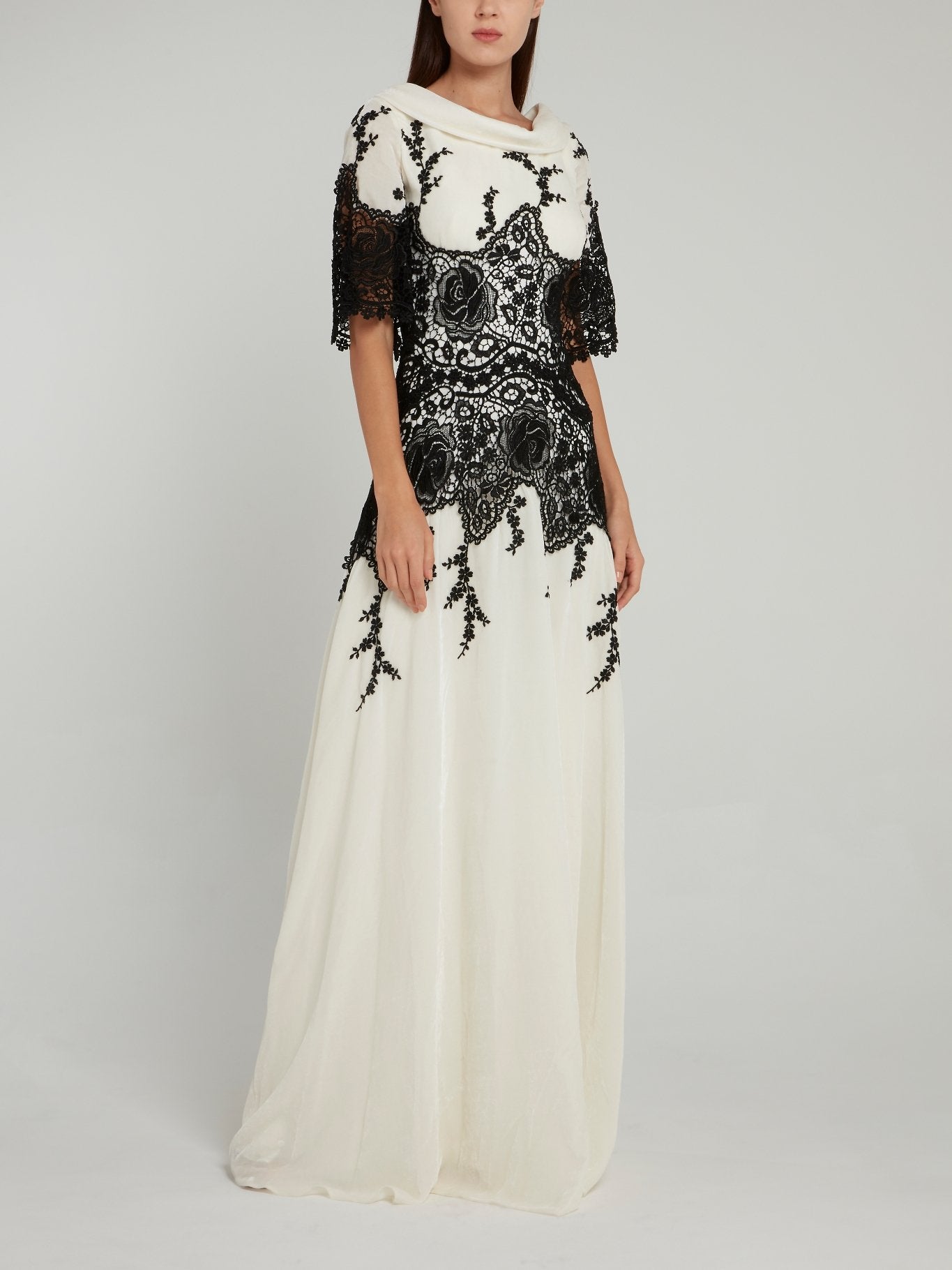 White Lace Overlay Maxi Dress