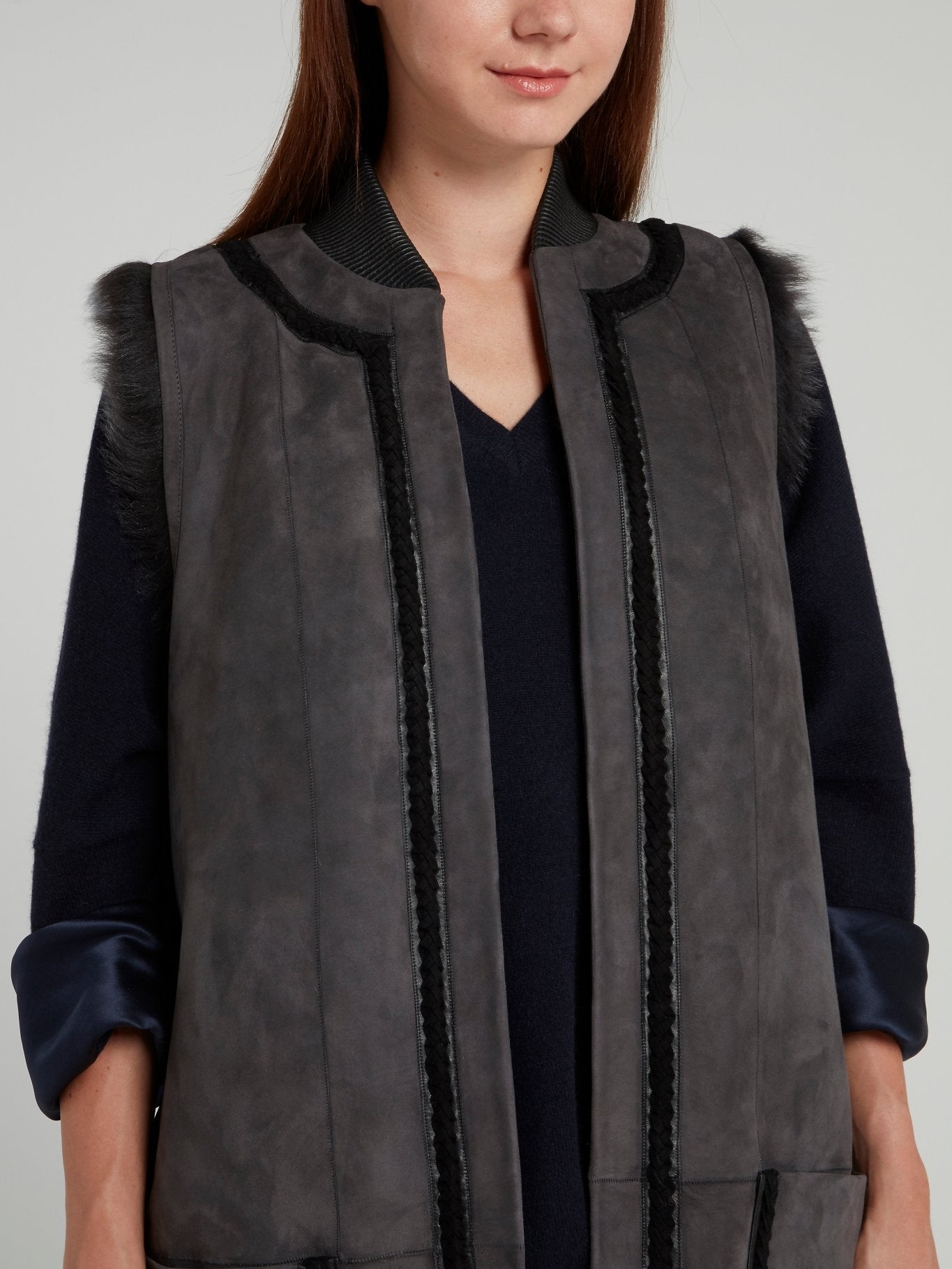 Grey Shearling Reversible Gilet