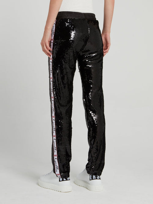 Black Sequin Waistband Pants