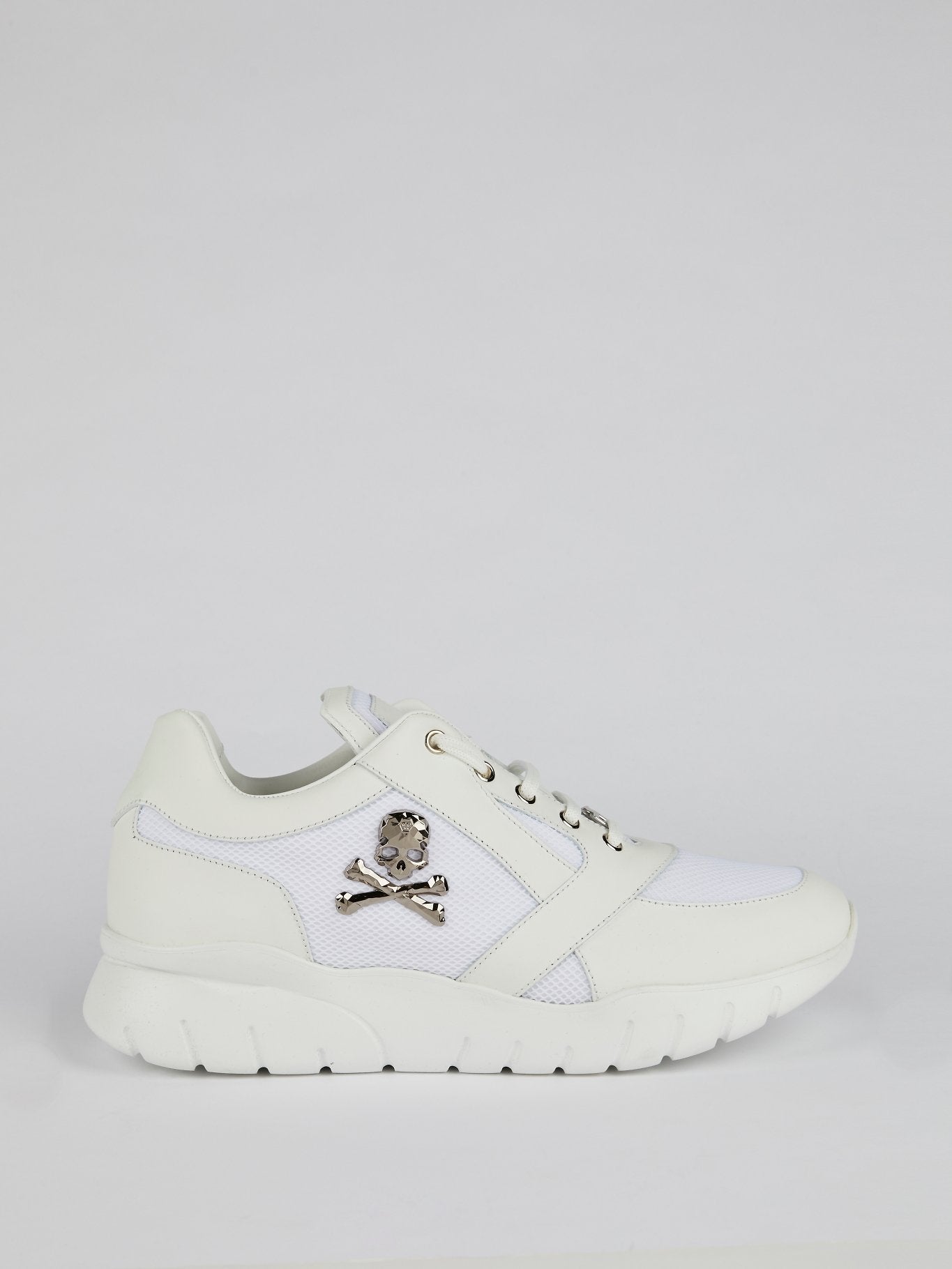 White Chunky Skull Sneakers