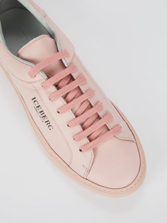 Pink Classic Logo Leather Sneakers