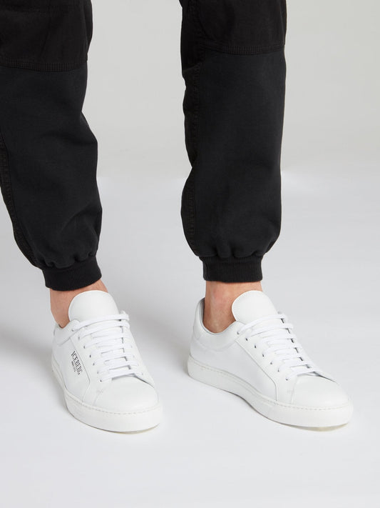 White Classic Logo Leather Sneakers