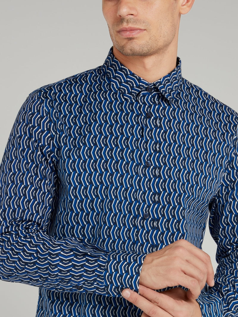 Navy Pattern Print Shirt