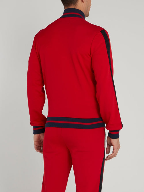 Red Stripe Trim Sweatshirt