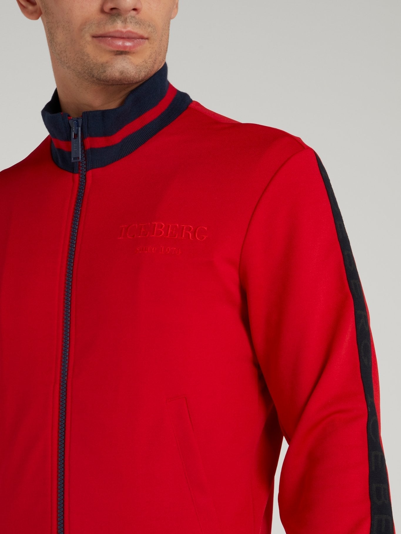 Red Stripe Trim Sweatshirt