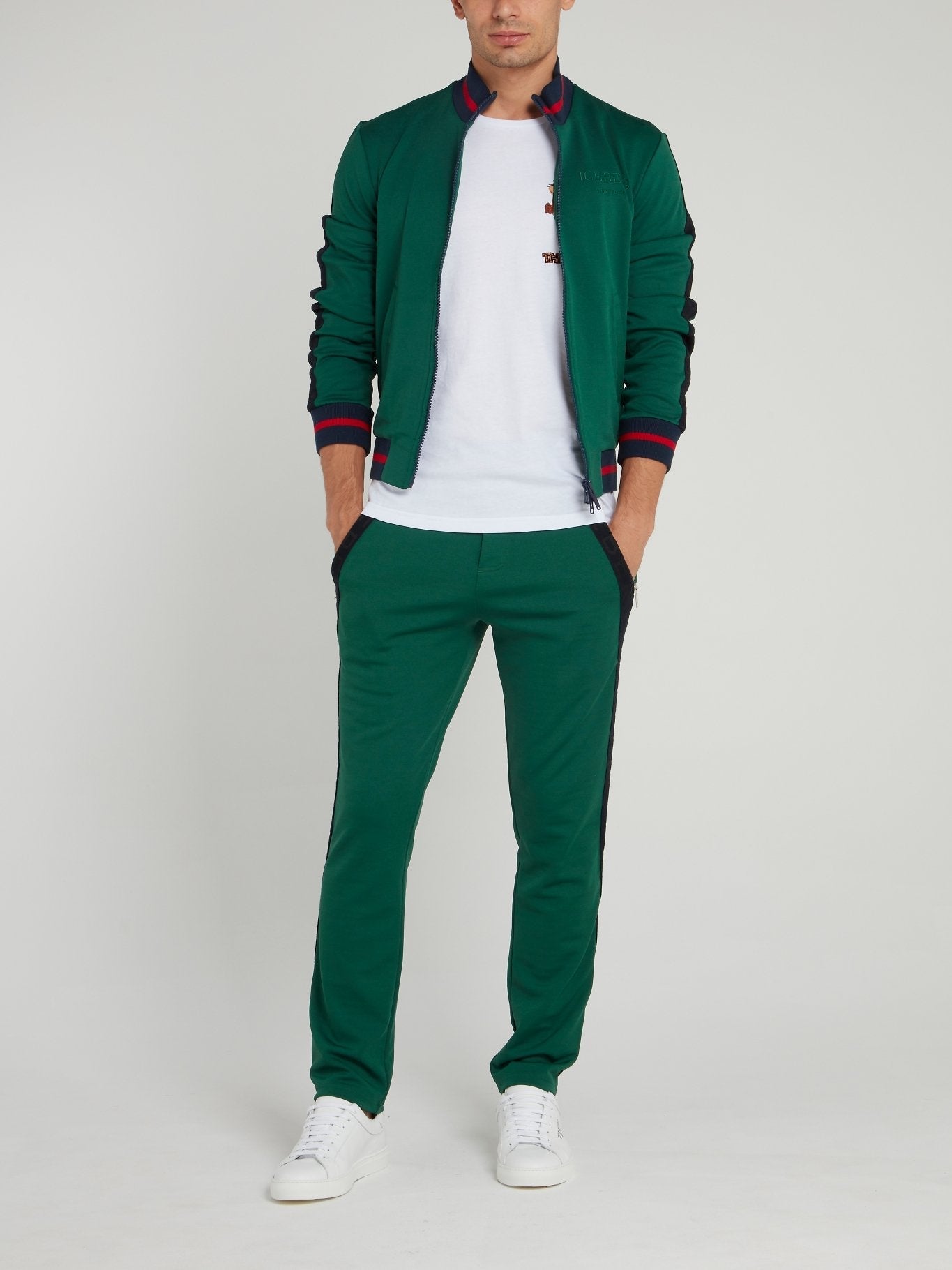 Green Stripe Trim Sweatshirt