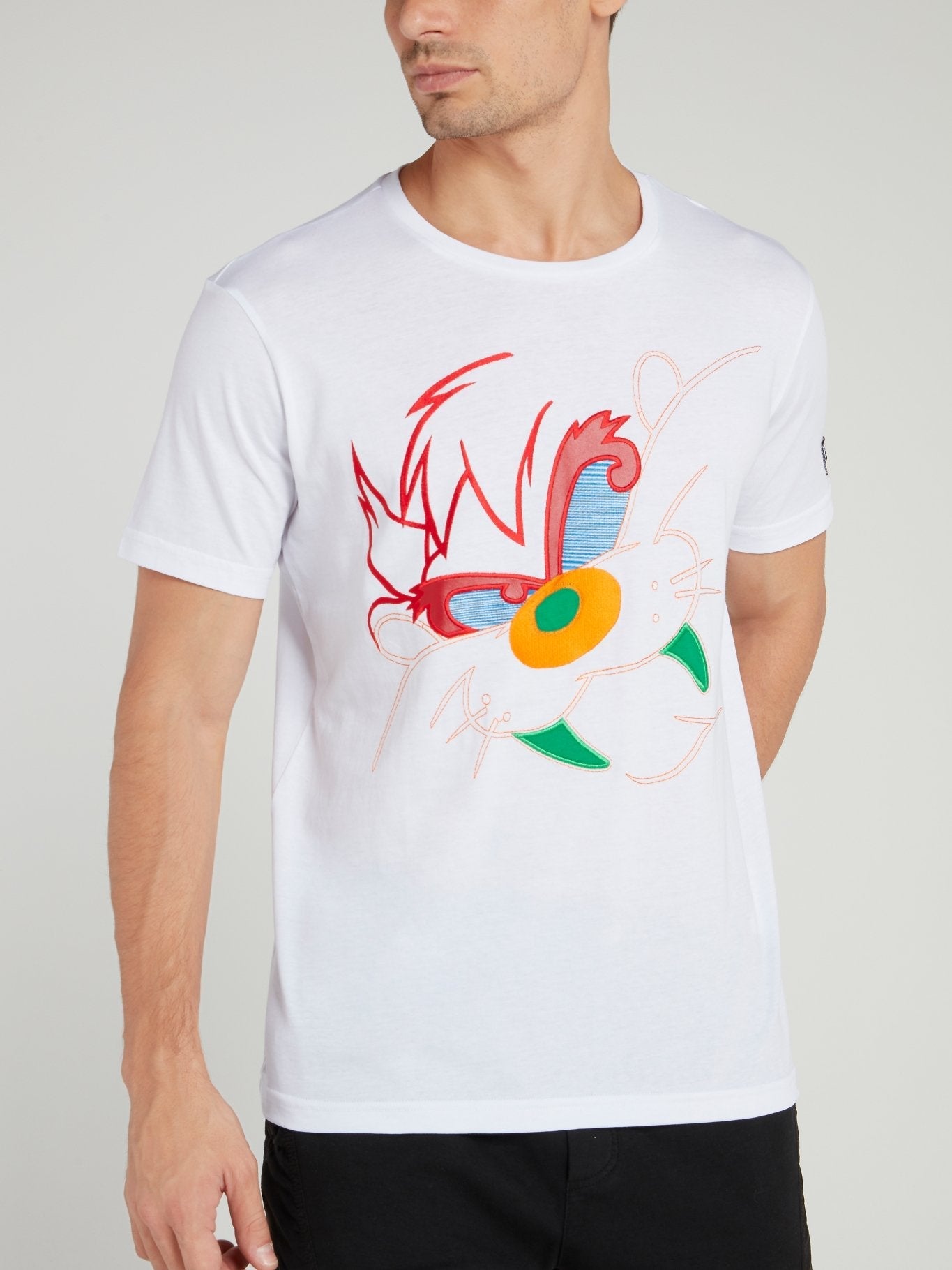 Tasmanian Devil White Embroidered T-Shirt