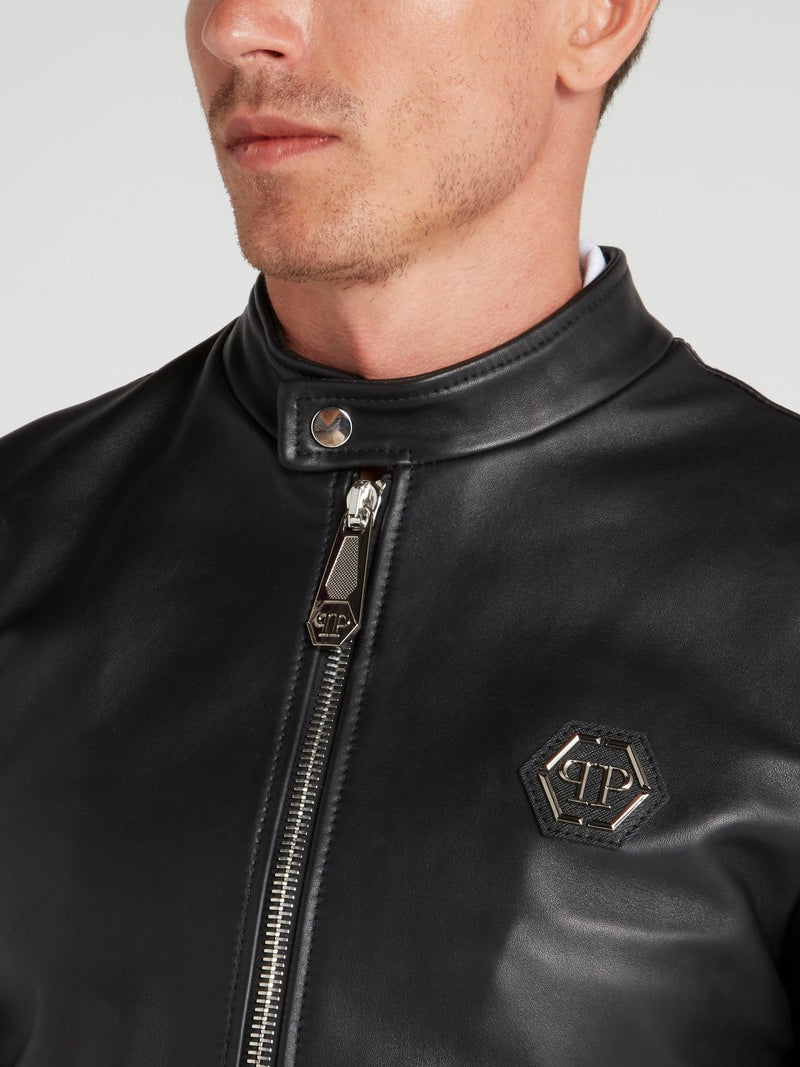 Black Leather Moto Jacket