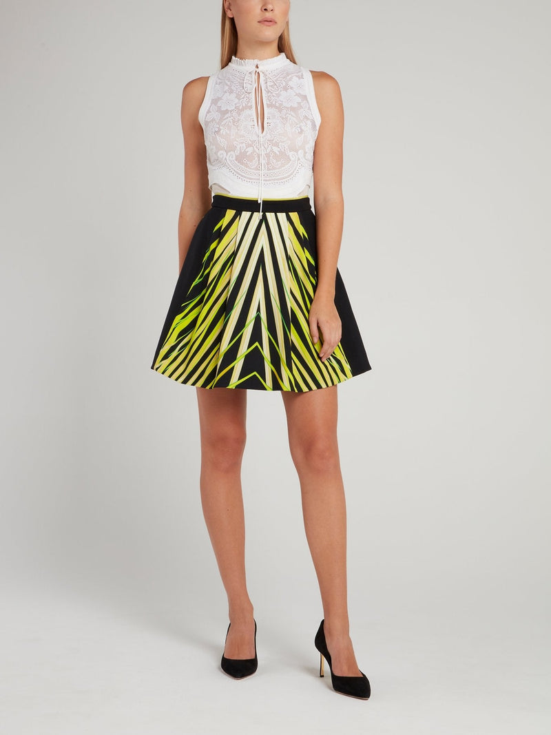 Geometric Pleated Mini Skirt