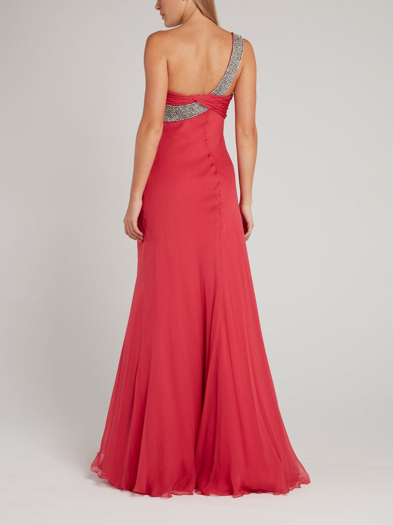 One-Shoulder Empire Waist Maxi Dress