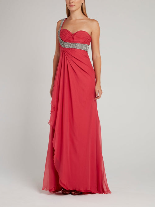 One-Shoulder Empire Waist Maxi Dress