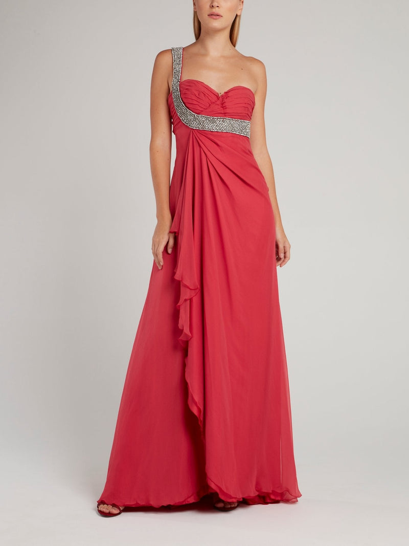 One-Shoulder Empire Waist Maxi Dress