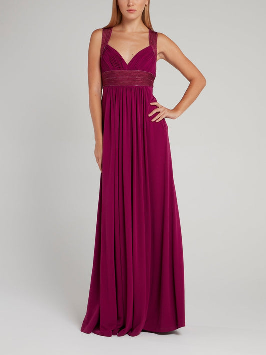 Empire Waist Pleated Maxi Dress