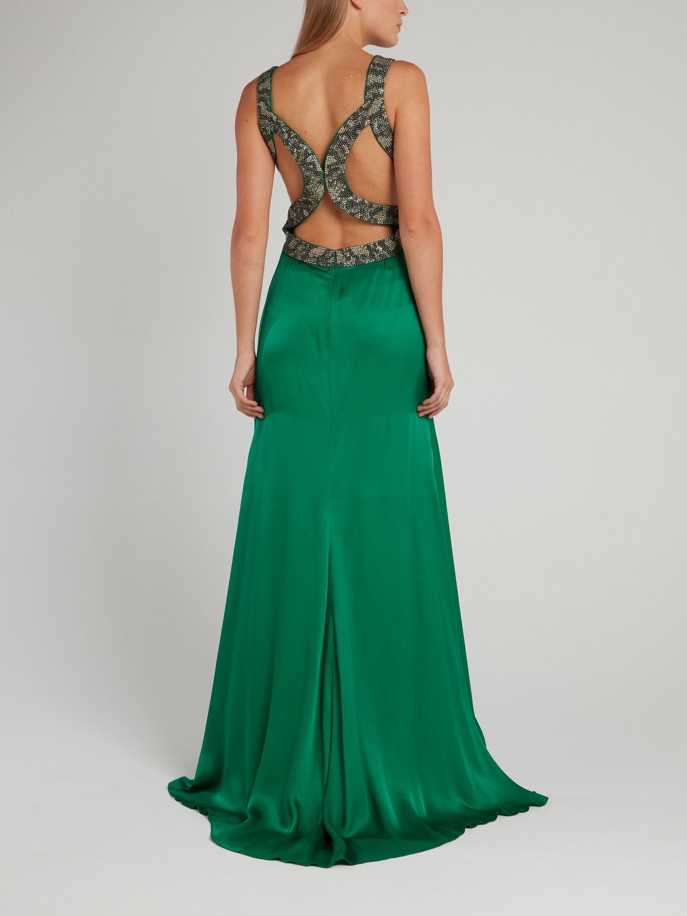 Green Décolleté Empire Maxi Dress