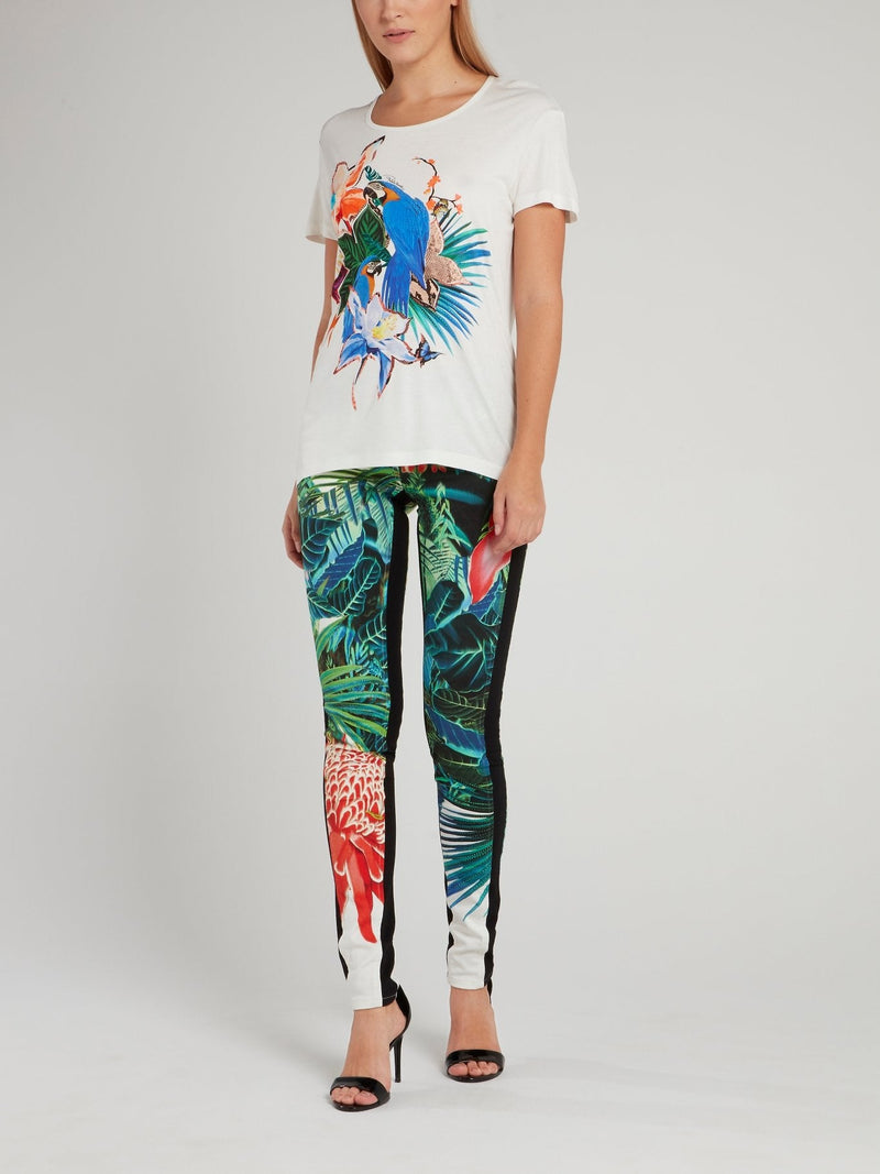 Flora and Fauna Printed Scoop Neck Shirt